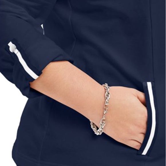 KAREN SCOTT PLUS SIZE NAVY RIBBON TRIM JACKET - Picture 3 of 13